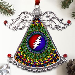 Grateful Dead Bear Pattern Metal Angel With Crystal Ornament