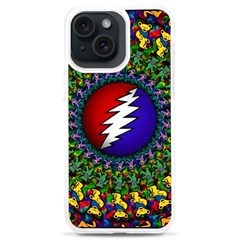 Grateful Dead Bear Pattern Iphone 15 Plus Tpu Uv Print Case