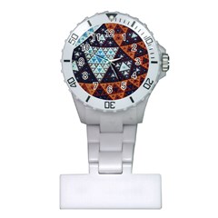 Fractal Triangle Geometric Abstract Pattern Plastic Nurses Watch by Cemarart