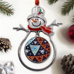 Fractal Triangle Geometric Abstract Pattern Metal Snowman Ornament