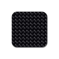 Vintage Turntable Graphic Motif Seamless Pattern Black Backgrond Rubber Square Coaster (4 Pack) by dflcprintsclothing