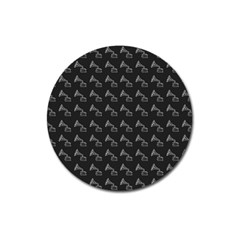 Vintage Turntable Graphic Motif Seamless Pattern Black Backgrond Magnet 3  (round) by dflcprintsclothing