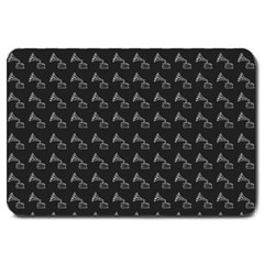 Vintage Turntable Graphic Motif Seamless Pattern Black Backgrond Large Doormat by dflcprintsclothing