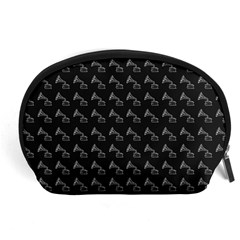 Vintage Turntable Graphic Motif Seamless Pattern Black Backgrond Accessory Pouch (large) by dflcprintsclothing