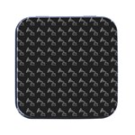 Vintage Turntable Graphic Motif Seamless Pattern Black Backgrond Square Metal Box (Black) Front