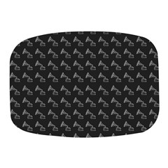 Vintage Turntable Graphic Motif Seamless Pattern Black Backgrond Mini Square Pill Box by dflcprintsclothing