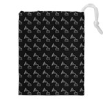 Vintage Turntable Graphic Motif Seamless Pattern Black Backgrond Drawstring Pouch (4XL) Front