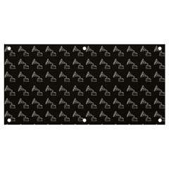 Vintage Turntable Graphic Motif Seamless Pattern Black Backgrond Banner And Sign 4  X 2  by dflcprintsclothing