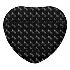 Vintage Turntable Graphic Motif Seamless Pattern Black Backgrond Heart Glass Fridge Magnet (4 Pack) by dflcprintsclothing