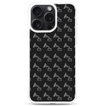 Vintage Turntable Graphic Motif Seamless Pattern Black Backgrond iPhone 15 Pro Max TPU UV Print Case Front