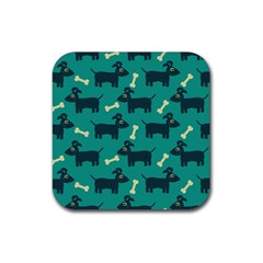 Happy Dogs Animals Pattern Rubber Coaster (square) by Ket1n9