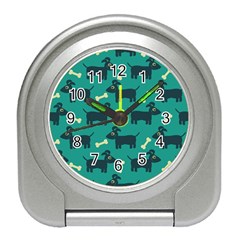 Happy Dogs Animals Pattern Travel Alarm Clock