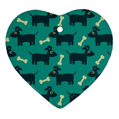 Happy Dogs Animals Pattern Heart Ornament (two Sides)