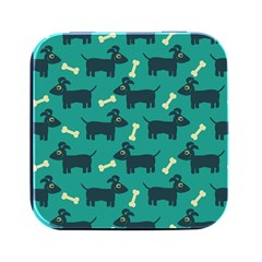 Happy Dogs Animals Pattern Square Metal Box (black)