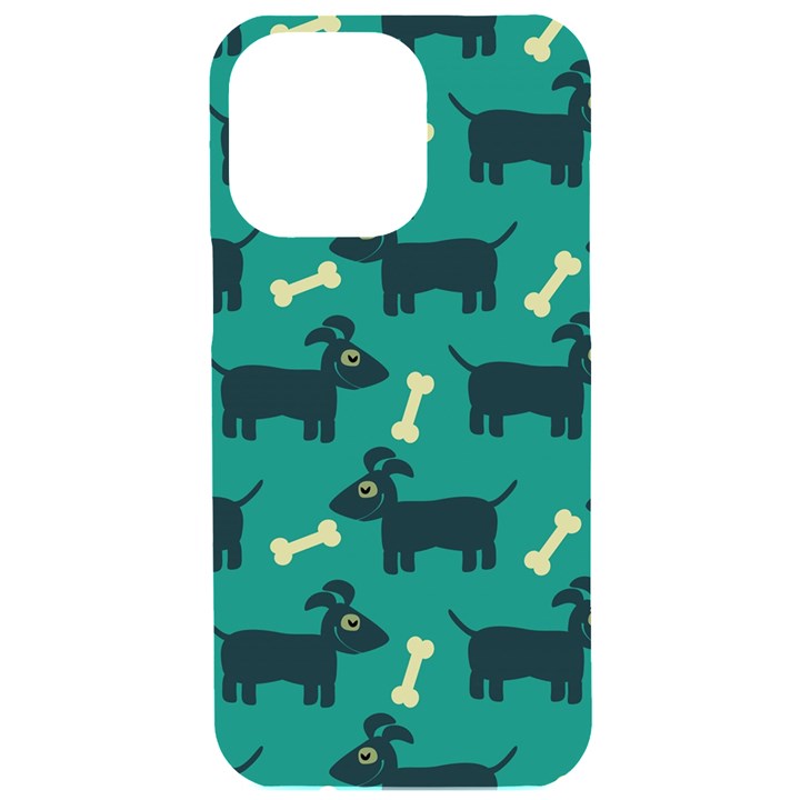 Happy Dogs Animals Pattern iPhone 15 Pro Max Black UV Print PC Hardshell Case