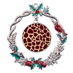 Animal Print Girraf Patterns Metal X mas Wreath Holly Leaf Ornament