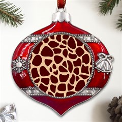 Animal Print Girraf Patterns Metal Snowflake And Bell Red Ornament by Ket1n9