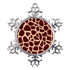 Animal Print Girraf Patterns Metal Large Snowflake Ornament by Ket1n9