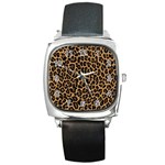 Tiger Skin Art Pattern Square Metal Watch Front