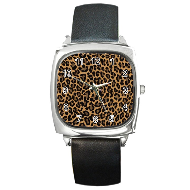 Tiger Skin Art Pattern Square Metal Watch