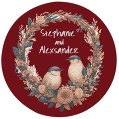 Personalized Two Bird Wedding Gift Name Any Text Wooden Bottle Opener - Wooden Bottle Opener (Round)