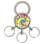 Fractal Spiral Abstract Background Vortex Yellow 3-Ring Key Chain Front