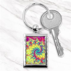 Fractal Spiral Abstract Background Vortex Yellow Key Chain (rectangle) by Ket1n9