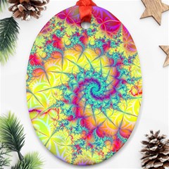 Fractal Spiral Abstract Background Vortex Yellow Oval Ornament (two Sides) by Ket1n9