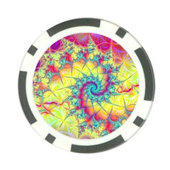 Fractal Spiral Abstract Background Vortex Yellow Poker Chip Card Guard