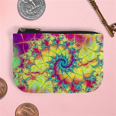 Fractal Spiral Abstract Background Vortex Yellow Mini Coin Purse by Ket1n9