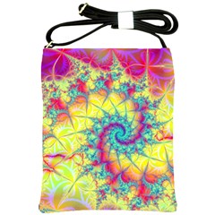 Fractal Spiral Abstract Background Vortex Yellow Shoulder Sling Bag by Ket1n9