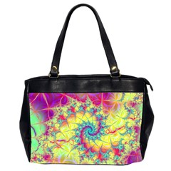 Fractal Spiral Abstract Background Vortex Yellow Oversize Office Handbag (2 Sides) by Ket1n9