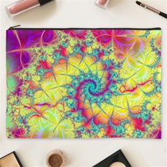 Fractal Spiral Abstract Background Vortex Yellow Cosmetic Bag (xxxl) by Ket1n9