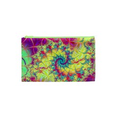 Fractal Spiral Abstract Background Vortex Yellow Cosmetic Bag (xs)