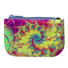 Fractal Spiral Abstract Background Vortex Yellow Large Coin Purse