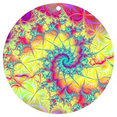 Fractal Spiral Abstract Background Vortex Yellow Uv Print Acrylic Ornament Round by Ket1n9