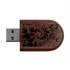 Fractal Pattern Background Wood Oval Usb Flash Drive by Ket1n9