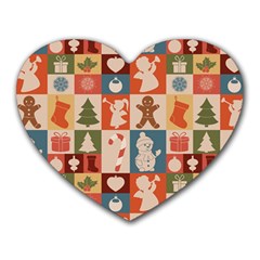 Cute Christmas Seamless Pattern Vector  - Heart Mousepad