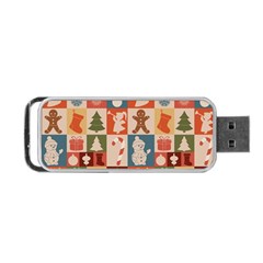 Cute Christmas Seamless Pattern Vector  - Portable Usb Flash (one Side)