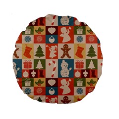 Cute Christmas Seamless Pattern Vector  - Standard 15  Premium Round Cushions by Ket1n9