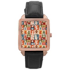 Cute Christmas Seamless Pattern Vector  - Rose Gold Leather Watch 