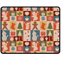 Cute Christmas Seamless Pattern Vector  - Two Sides Fleece Blanket (medium) by Ket1n9