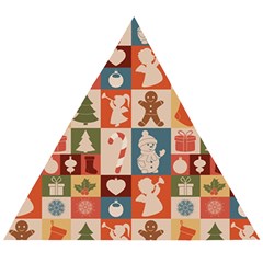 Cute Christmas Seamless Pattern Vector  - Wooden Puzzle Triangle