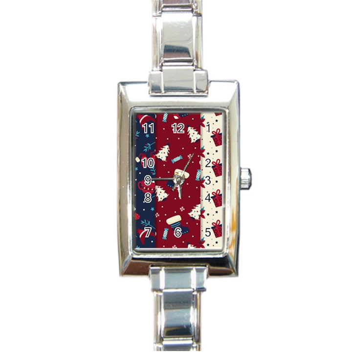 Flat Design Christmas Pattern Collection Art Rectangle Italian Charm Watch