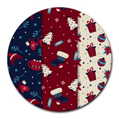 Flat Design Christmas Pattern Collection Art Round Mousepad