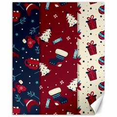 Flat Design Christmas Pattern Collection Art Canvas 16  X 20 