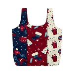 Flat Design Christmas Pattern Collection Art Full Print Recycle Bag (M) Back