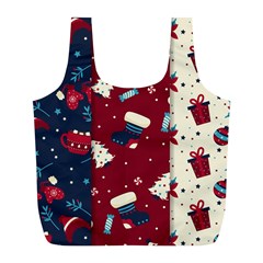 Flat Design Christmas Pattern Collection Art Full Print Recycle Bag (l)