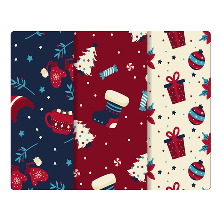 Flat Design Christmas Pattern Collection Art Two Sides Premium Plush Fleece Blanket (Large)