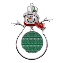 Christmas Knit Digital Metal Snowman Ornament by Mariart